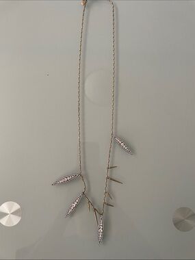 Gold-Tone Pendant Necklace with White Crystal Marquise Accents
